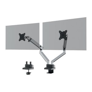 DURABLE Monitor-Halterung SELECT PLUS 509723 silber für 2 Monitore, Tischklemme, Tischbohrung