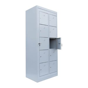 LÜLLMANN Schließfachschrank lichtgrau 526250, 10 Schließfächer 74,0 x 50,0 x 180,0 cm
