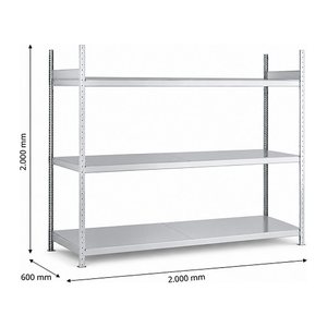 SCHULTE Schwerlast-Weitspannregal WS 2000 15514 silber 200,0 x 60,0 x 200,0 cm