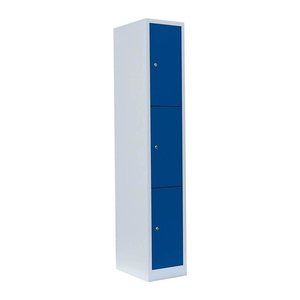 LÜLLMANN Schließfachschrank enzianblau, lichtgrau 520311, 3 Schließfächer 31,5 x 50,0 x 180,0 cm