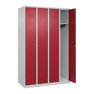 CP Spind Classic Plus lichtgrau, rubinrot 080000-40 S10016, 4 Schließfächer 120,0 x 50,0 x 185,0 cm