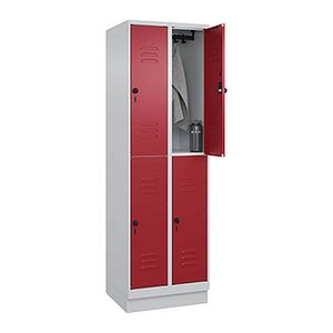 CP Spind Classic PLUS lichtgrau, rubinrot 080320-20 S10001, 4 Schließfächer 60,0 x 50,0 x 195,0 cm