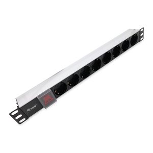 Equip 19" Steckdosenleiste 8xSchuko+Switch->St.90° si. Alu.