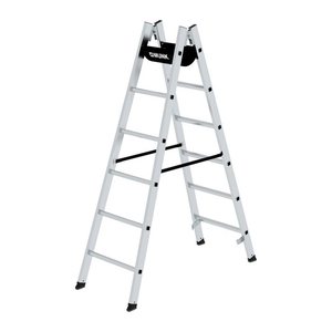MUNK Stehleiter beidseitig 33012 silber 2x 6 Sprossen, H: 183,0 cm