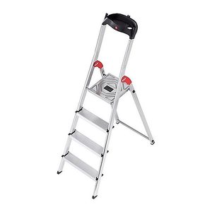 Hailo Stehleiter einseitig L60 StandardLine silber 4 Stufen, H: 161,0 cm