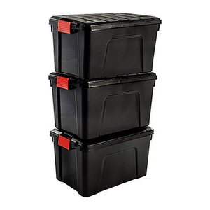 IRIS Ohyama Multi Aufbewahrungsboxen 3x 60,0 l schwarz, rot 39,5 x 59,0 x 54,0 cm, 3 St.