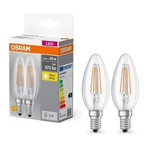 OSRAM LED-Lampen Base CLASSIC B40 Multipack E14 4 W klar, 2 St.