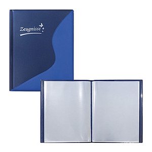 Idena Zeugnismappe DIN A4, 12 Hüllen blau/dunkelblau, 1 St.
