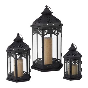relaxdays Laternen-Set schwarz 12,5/16,0/20,0 cm, 3 St.