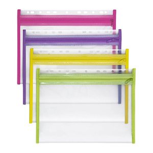 VELOFLEX Reißverschlussbeutel VELOBAG® XS DIN A4 transparent/pink, lila, grün, gelb 0,3 mm, 4 St.