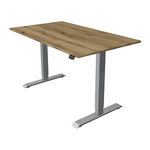 Kerkmann Move 1 elektrisch höhenverstellbarer Schreibtisch eiche rechteckig, T-Fuß-Gestell silber 140,0 x 80,0 cm