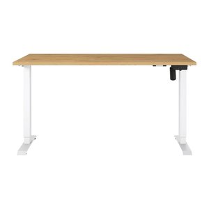 GERMANIA Boras höhenverstellbarer Schreibtisch grandson-eiche rechteckig, T-Fuß-Gestell weiß 140,0 x 80,0 cm