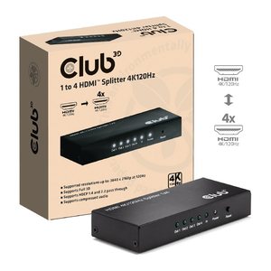 Club3D HDMI Splitter 1 Eingang -> 4 Ausgänge 4K120Hz UHD retail