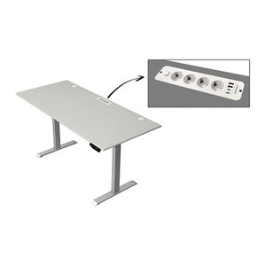 Kerkmann Move 1 plus elektrisch höhenverstellbarer Schreibtisch lichtgrau rechteckig, T-Fuß-Gestell grau 180,0 x 80,0 cm