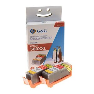 G&G XXL-Patronen 2er Set kompatibel mit Canon PGI-580BK XXL