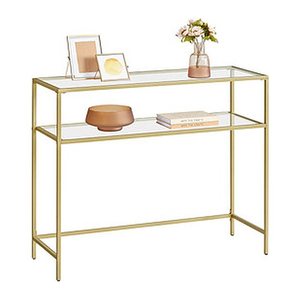 VASAGLE Konsolentisch rechteckig Glas gold 100,0 x 35,0 x 80,0 cm, 1 St.