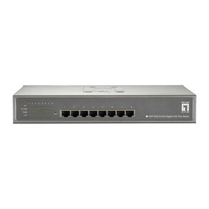 LevelOne PoE+Switch 8xGE PoE unmanaged 240W 19" Metall