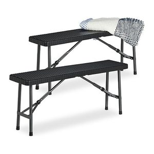 relaxdays Bierbänke 10035746_0 schwarz Kunststoff 100,0 cm, 2 St.