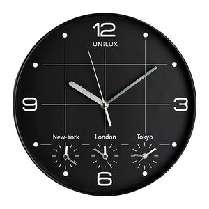 unilux Wanduhr Ontime schwarz Kunststoff, Ø 30,5 cm