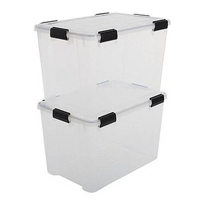 IRIS Ohyama Water Proof Aufbewahrungsboxen 2x 70,0 l transparent, schwarz 39,0 x 59,0 x 44,0 cm, 2 St.