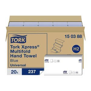 TORK Papierhandtücher 150388 Xpress® H2 Universal Interfold-Falzung 2-lagig blau, 4.740 Tücher