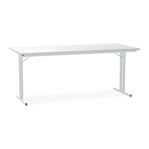 Klapptisch mit T-Fuß – Gestell in Lichtgrau (1800 x 800 x 750 mm, Platte Grau, Gestell RAL 7035)
