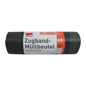 quickpack Müllbeutel 60,0 l schwarz, 20 St.
