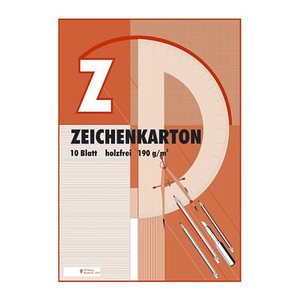 Zeichenkarton DIN A2 190 g/qm, 10 Blatt, 1 Block