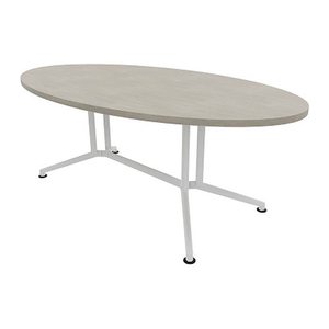 Quadrifoglio Konferenztisch X2 beton oval, V-Gestell weiß, 200,0 x 110,0 x 74,0 cm