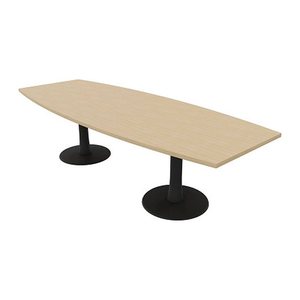 Quadrifoglio Konferenztisch Idea+ eiche Tonnenform, Säulenfuß grau, 280,0 x 80,0 - 110,0 x 74,0 cm