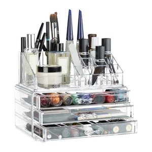 relaxdays Make-Up-Organizer schwarz/gold, 1 St.