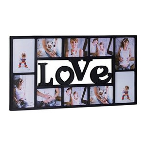 relaxdays  Collage-Bilderrahmen LOVE schwarz 72,0 x 36,5 cm, 1 St.