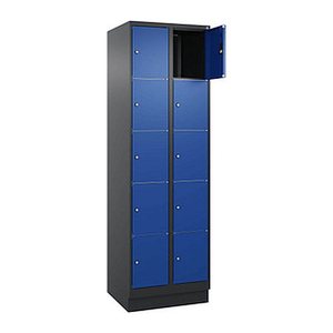 CP Schließfachschrank Classic PLUS enzianblau, schwarzgrau 080020-205 S10036, 10 Schließfächer 60,0 x 50,0 x 195,0 cm