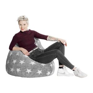 SITTING POINT Fluffy Stars L Sitzsack grau