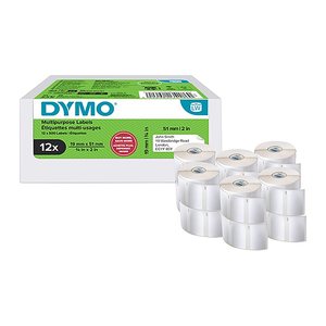 DYMO Etikettenrolle für Etikettendrucker weiß, 51,0 x 19,0 mm, 12 x 500 Etiketten