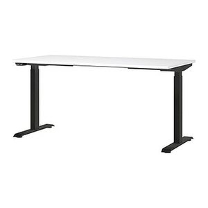 GERMANIA JET höhenverstellbarer Schreibtisch weiß rechteckig, T-Fuß-Gestell schwarz 160,0 x 80,0 cm