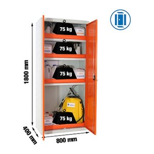 Simonrack Umweltschrank SIMONLOCKER 8425437143243 lichtgrau, orange 4 Fachböden 80,0 x 40,0 x 180,0 cm, zerlegt, 1 St.