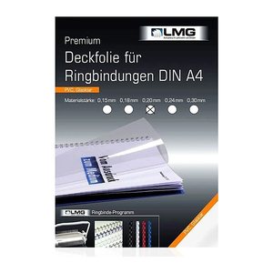 LMG Deckfolien für Bindemappen PREMIUM transparent, DIN A4 0,2 mm, 100 St.