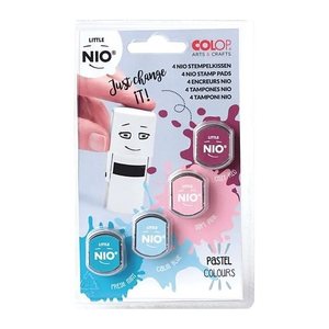 COLOP Stempelkissen Little Nio Pastell fresh mint, calm blue, soft pink, cozy red 4x 1,7 x 1,7 cm, 4 St.