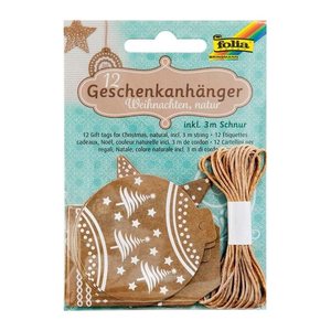 folia Geschenkanhänger natur Weihnachten, 12 St.