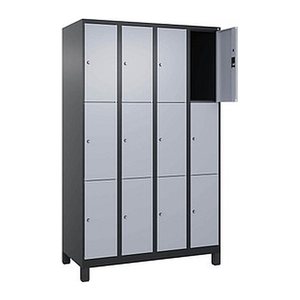 CP Schließfachschrank Classic Plus schwarzgrau, weißaluminium 080010-403 S10036, 12 Schließfächer 120,0 x 50,0 x 195,0 cm