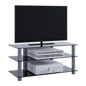 VCM my media TV-Rack Netasa silber, schwarzglas