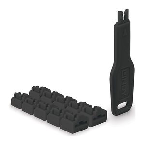 LINDY RJ45 Port Schlösser SCHWARZ, 10 Stck + 1 Schlüssel