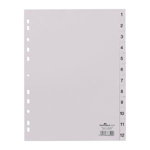 DURABLE Ordnerregister DIN A4 Vollformat 1-12 grau 12-teilig, 1 Satz