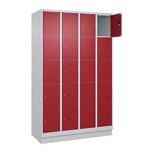 CP Schließfachschrank Classic PLUS lichtgrau, rubinrot 080020-405 S10001, 20 Schließfächer 120,0 x 50,0 x 195,0 cm
