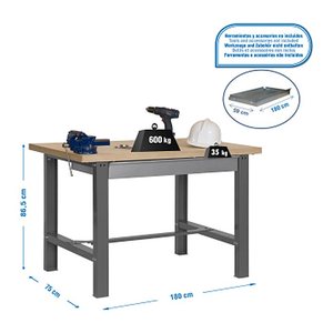 Simonrack Werkbank SIMONWORK BT6 BOX grau 1 Schublade 180,0 x 75,0 x 86,5 cm