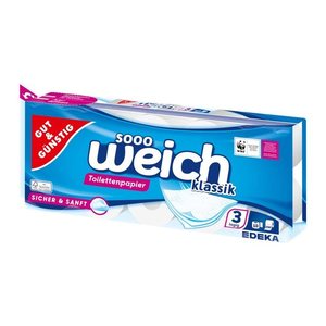 GUT&GÜNSTIG Toilettenpapier sooo weich klassik 3-lagig, 10 St.