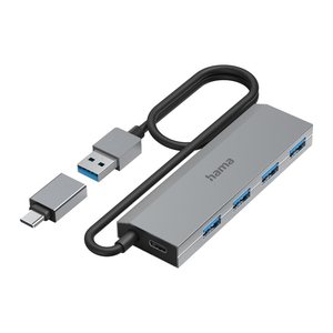 hama USB-Hub 4-fach grau