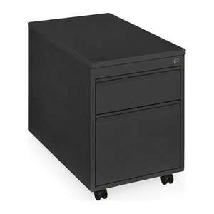 Rollcontainer aus Stahl inkl. Top (Korpus Tiefschwarz, 2 Schübe)