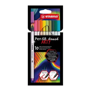 STABILO Pen 68 brush ARTY Filzstifte farbsortiert, 10 St.
